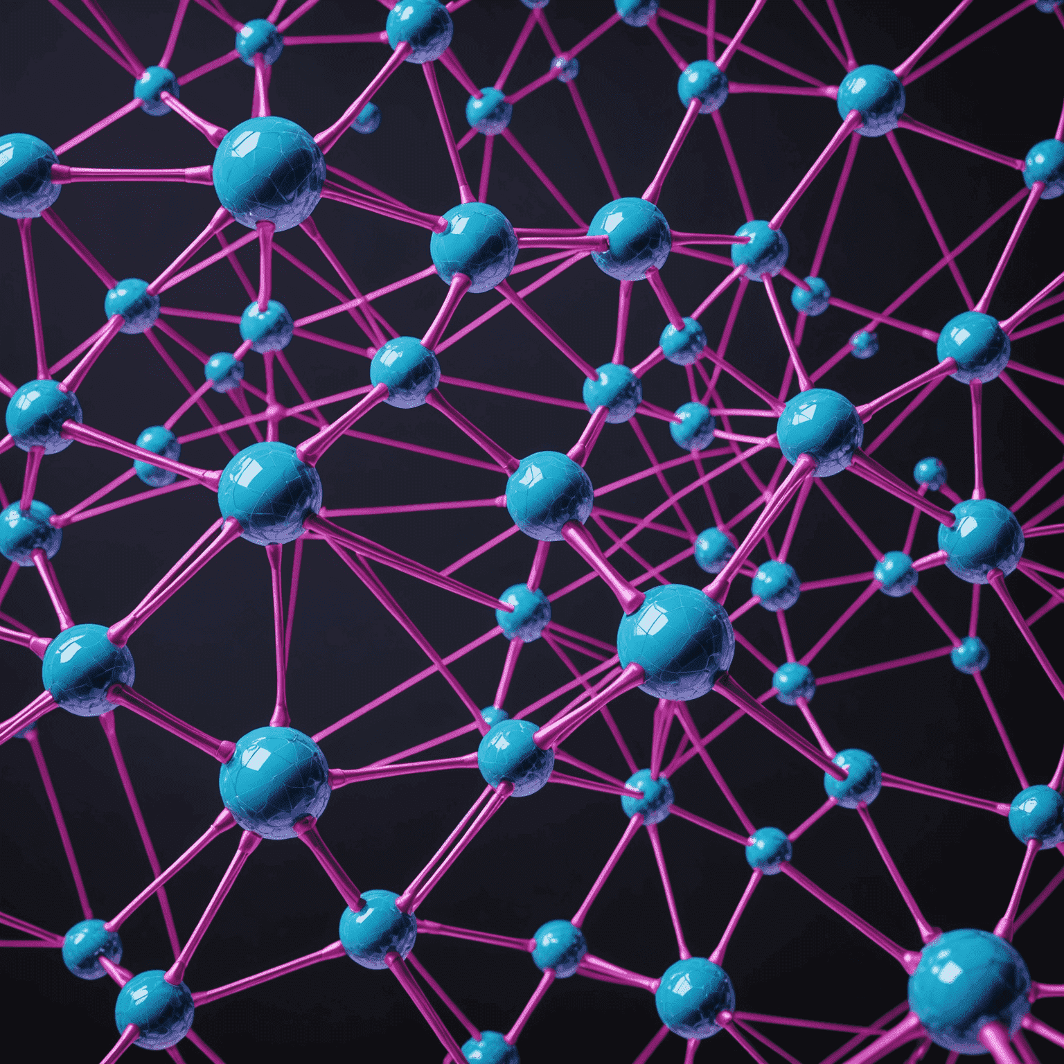 Une représentation visuelle d'un réseau neuronal éthique, avec des nœuds bleus et magenta interconnectés, symbolisant l'équilibre entre l'innovation et la responsabilité dans l'IA